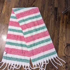 Shiraleah Pink, Green & White Striped Fringe Scarf